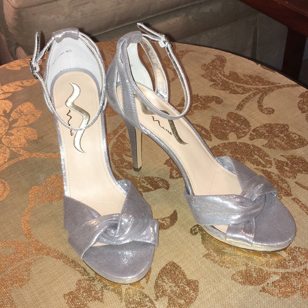 NINA SEXY DRESSY SILVER METALLIC HEELS
